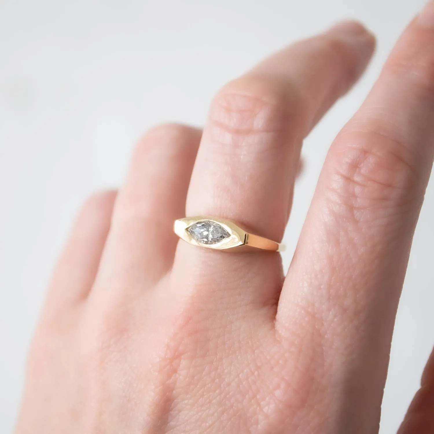 Speckled Eye Marquise Signet Ring