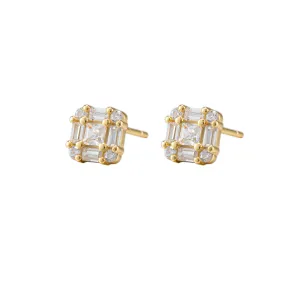 Square CZ Stud Earrings