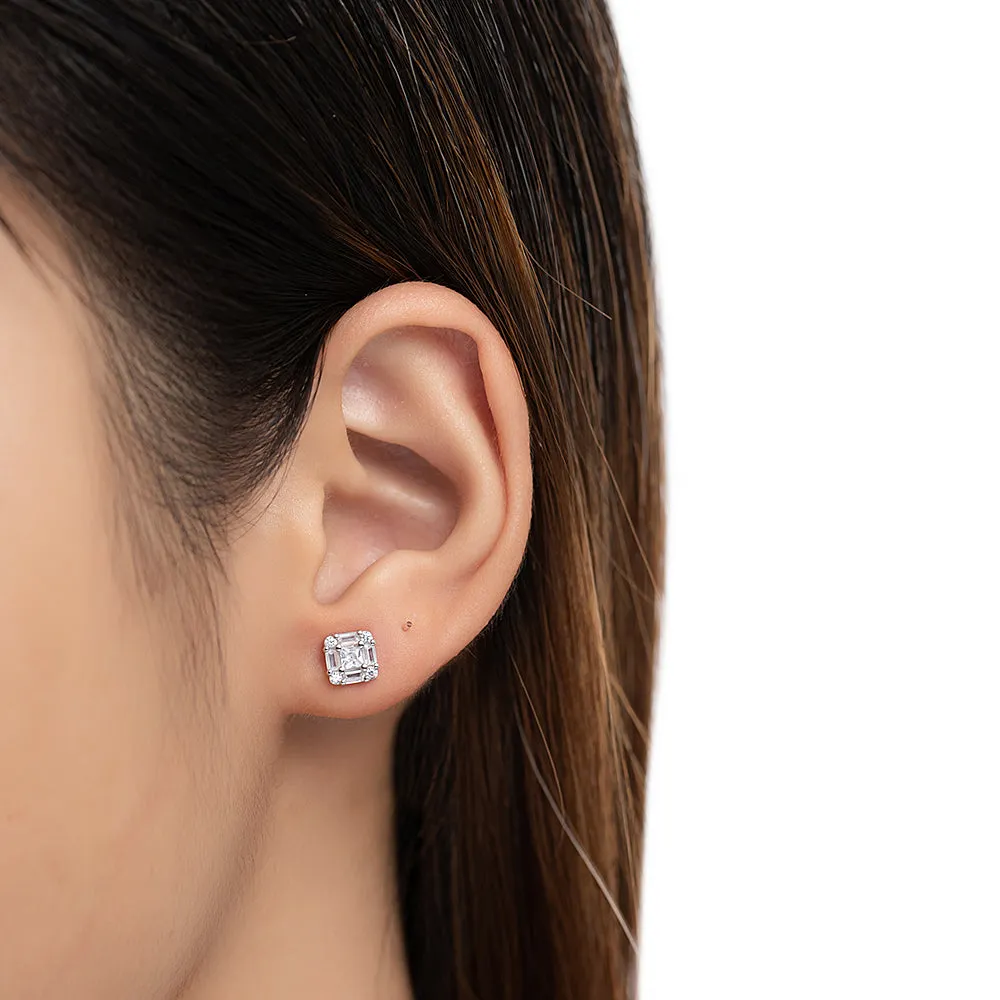 Square CZ Stud Earrings