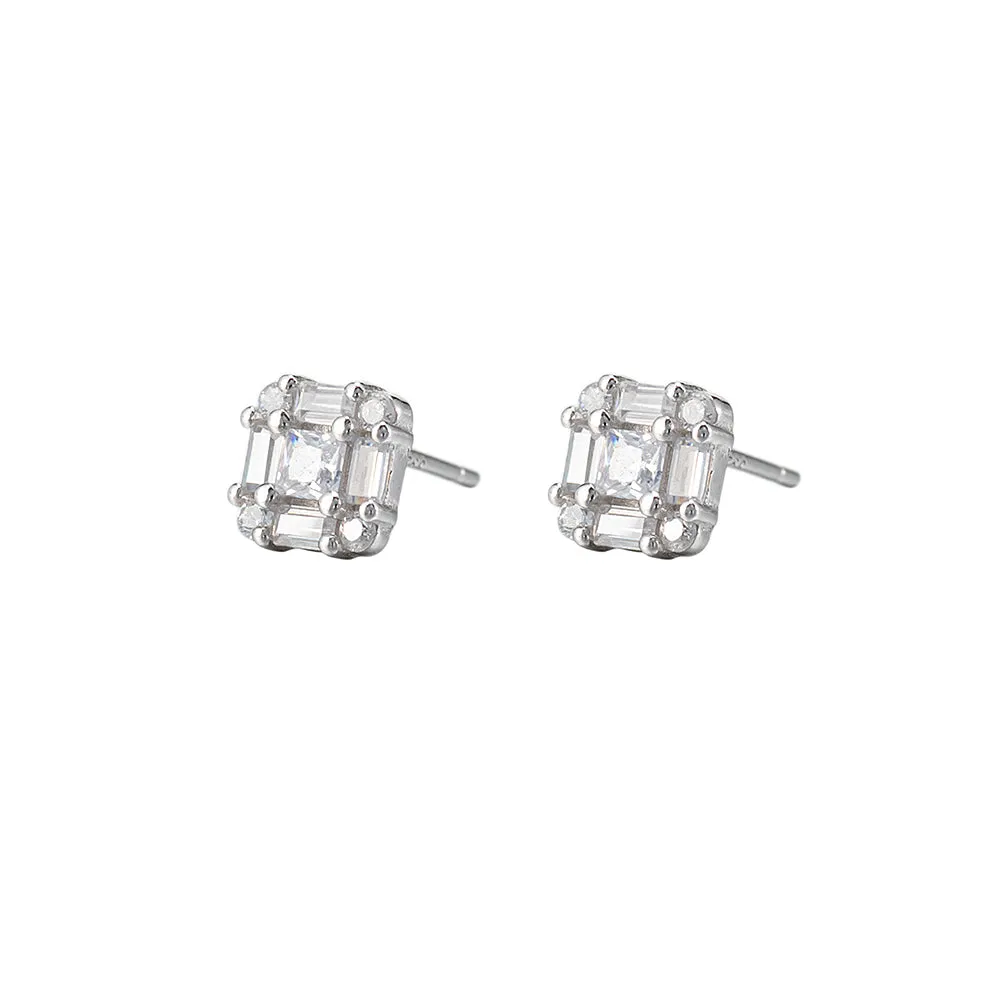 Square CZ Stud Earrings