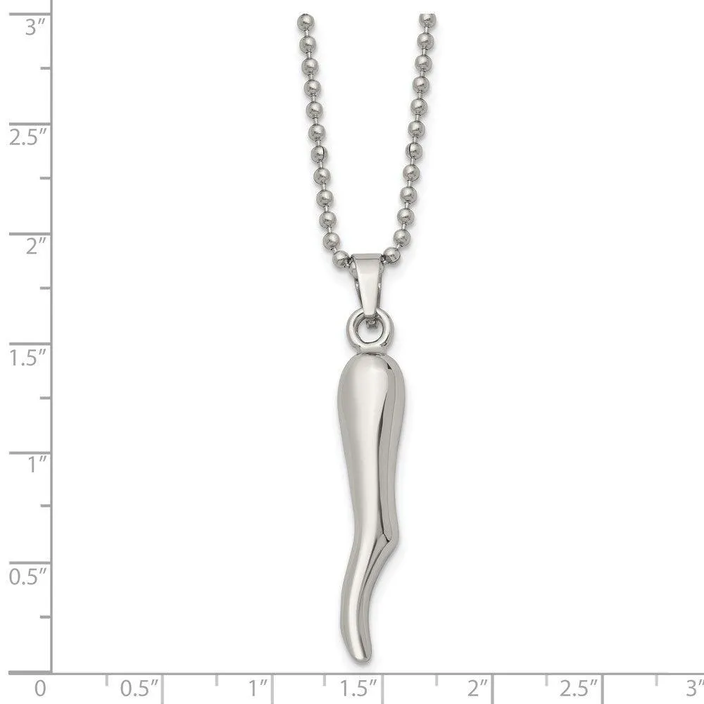 Stainless Steel Italian Horn Necklace