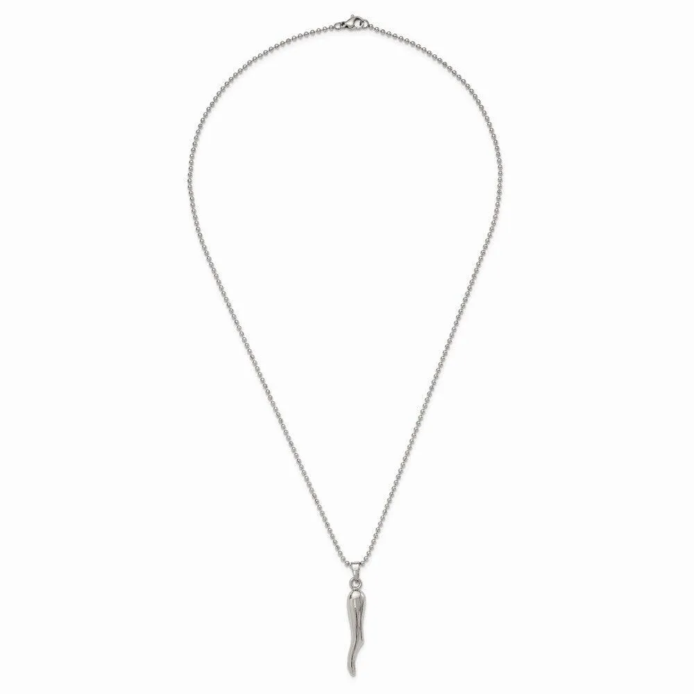 Stainless Steel Italian Horn Necklace
