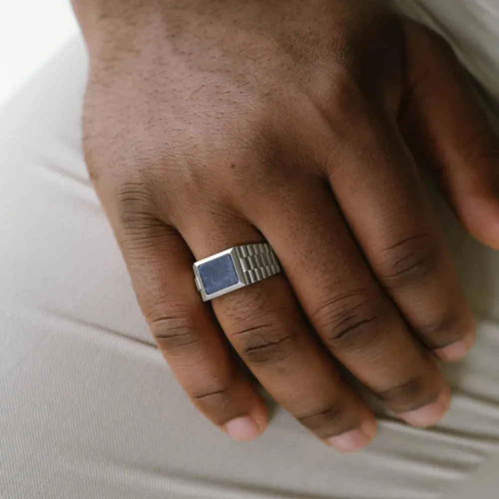 Steel & Barnett Men's Hudson Stainless Steel Sodalite Ring