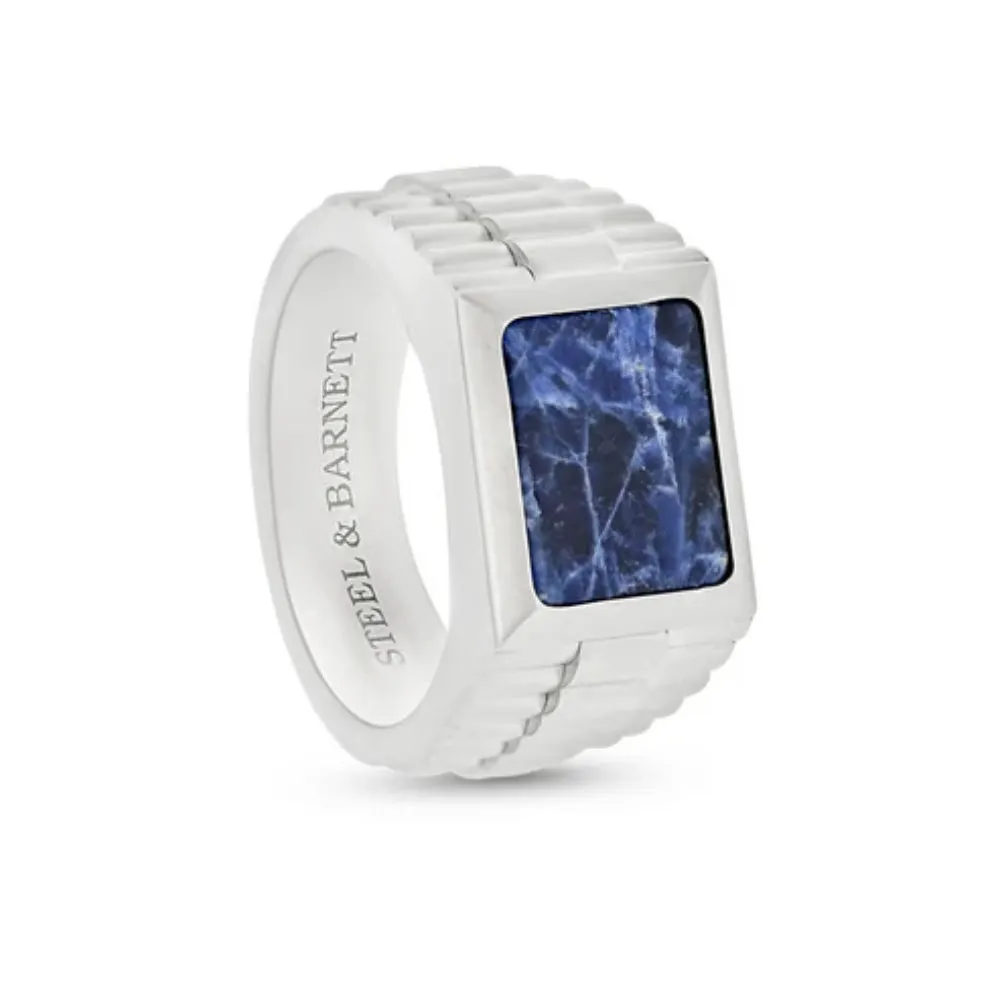 Steel & Barnett Men's Hudson Stainless Steel Sodalite Ring