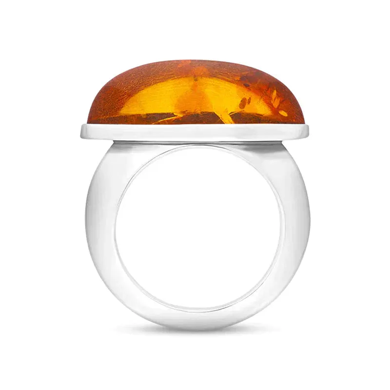 Sterling Silver Amber Marquise Ring D