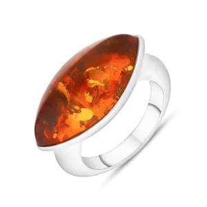 Sterling Silver Amber Marquise Ring D