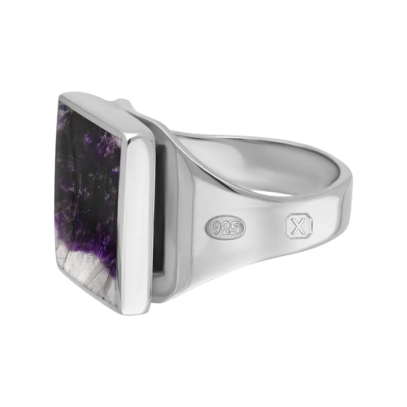 Sterling Silver Blue John Hallmark Small Square Ring