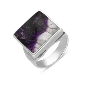 Sterling Silver Blue John Hallmark Small Square Ring