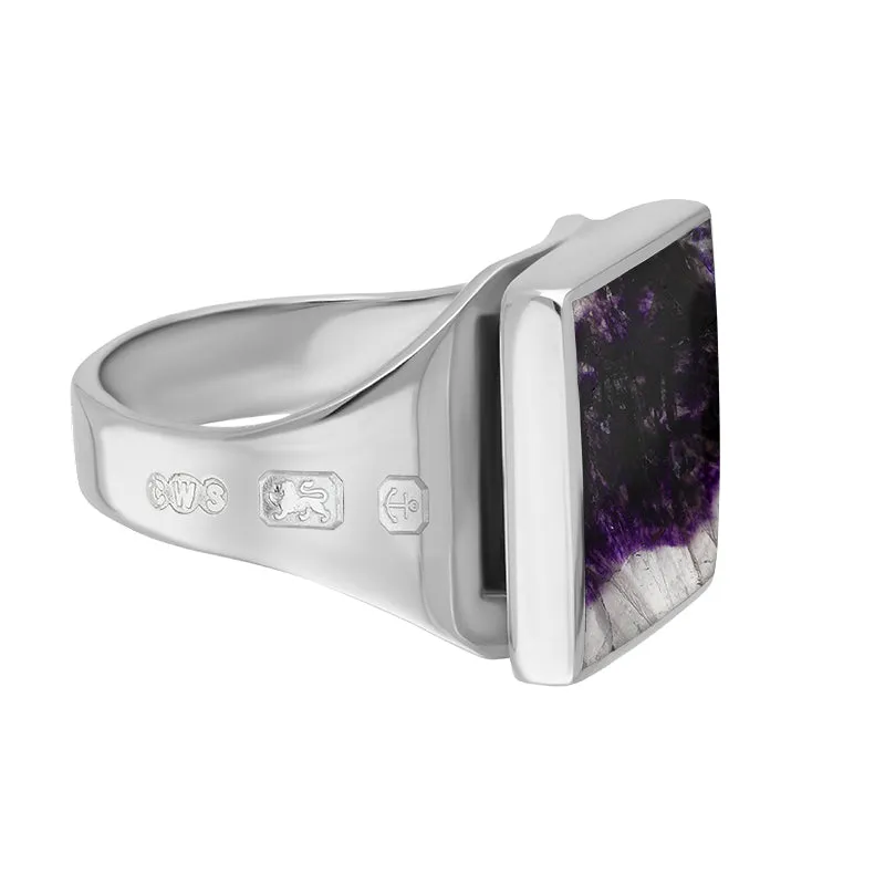 Sterling Silver Blue John Hallmark Small Square Ring