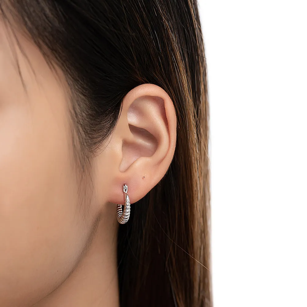 Sterling Silver Bomb Hoop Earrings