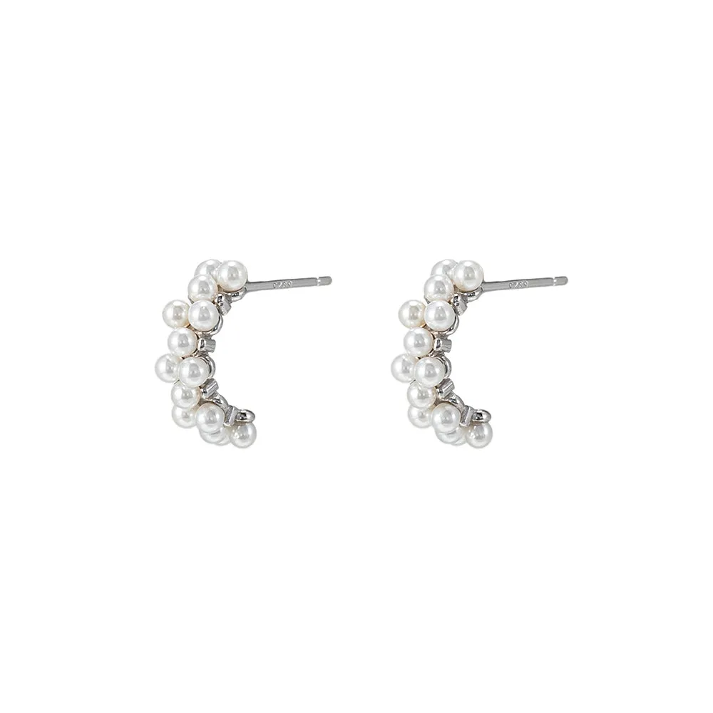 Sterling Silver Pearl Bunch Stud Earrings