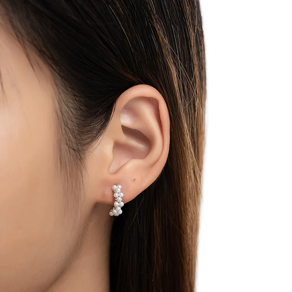 Sterling Silver Pearl Bunch Stud Earrings