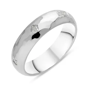 Sterling Silver Queen's Jubilee Hallmark 6mm Hammered Ring D