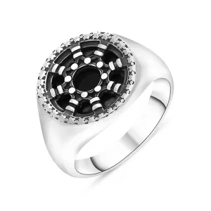Sterling Silver Whitby Jet Portoro Ring