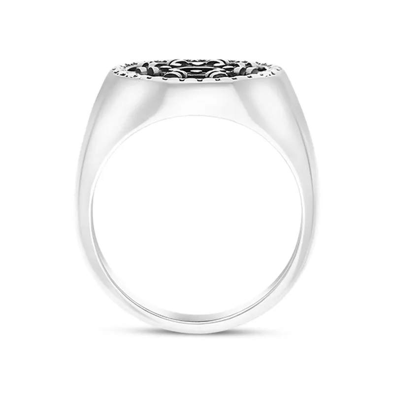 Sterling Silver Whitby Jet Portoro Ring