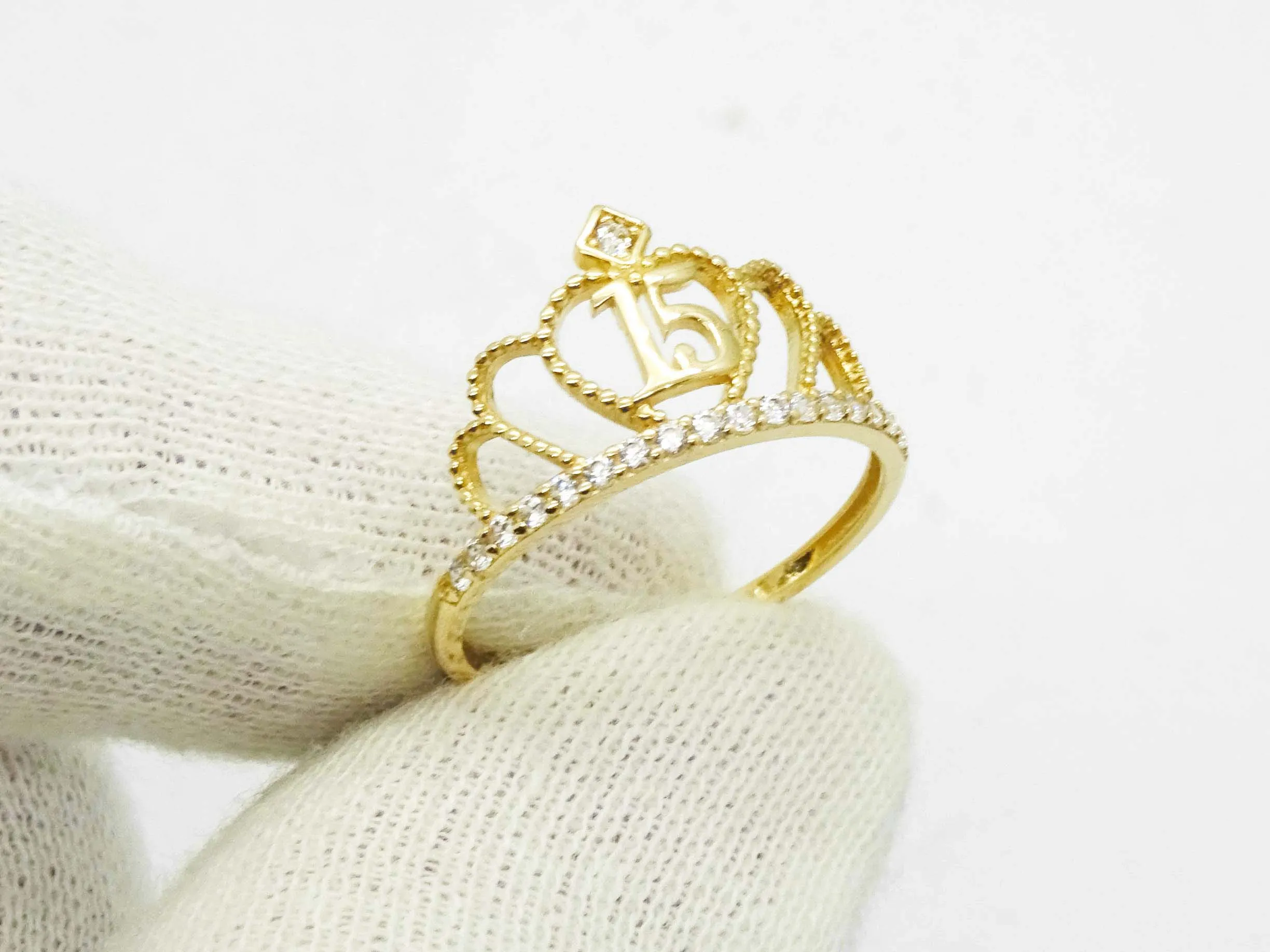 Sweet 15 Cotillion Princess CZ Ring 14k Gold Size 7