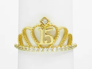 Sweet 15 Cotillion Princess CZ Ring 14k Gold Size 7