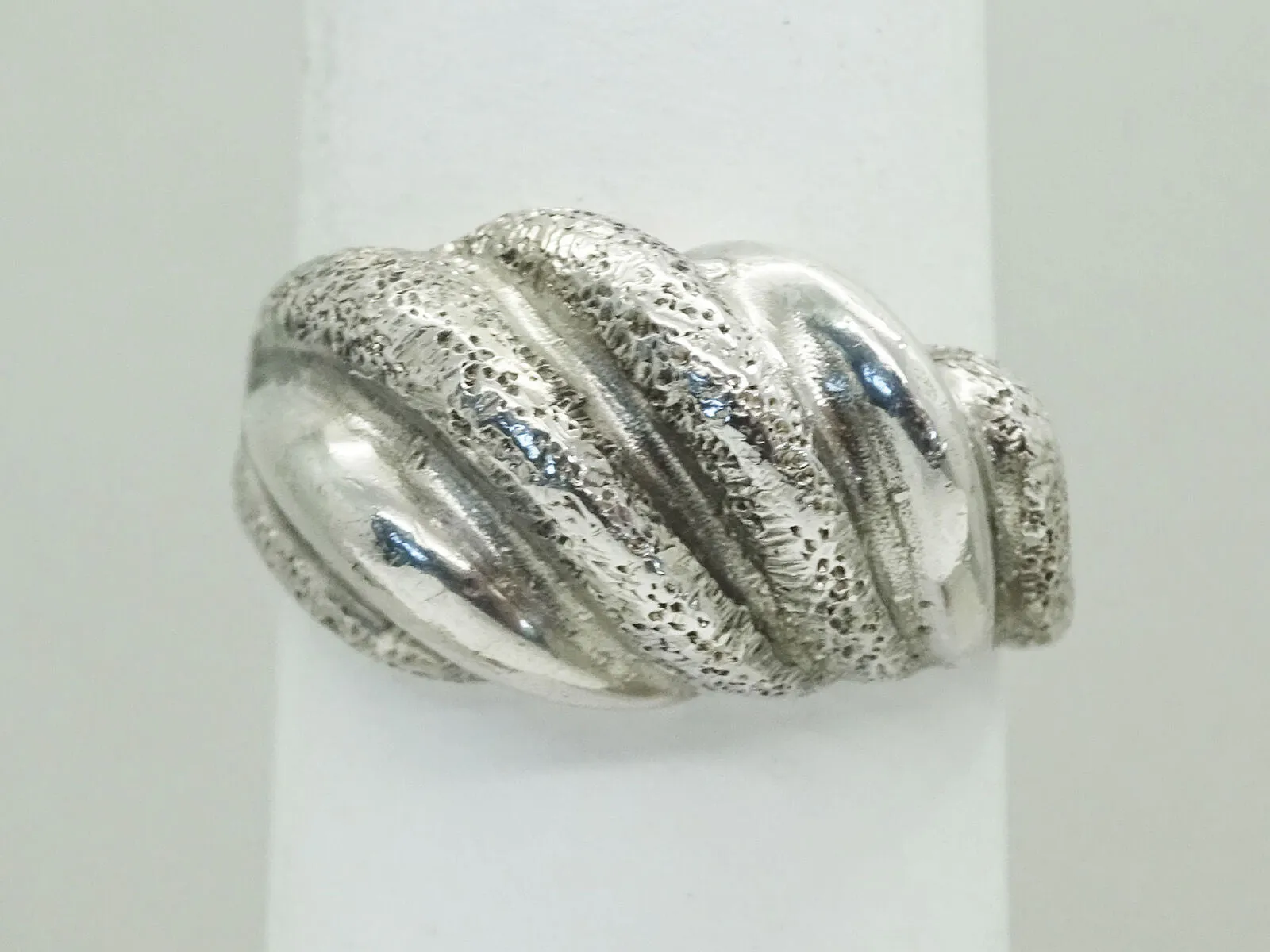 Swirl Dome Textured Sterling Silver Ring Size 6.75