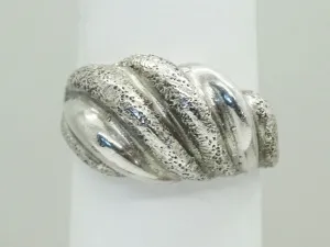 Swirl Dome Textured Sterling Silver Ring Size 6.75