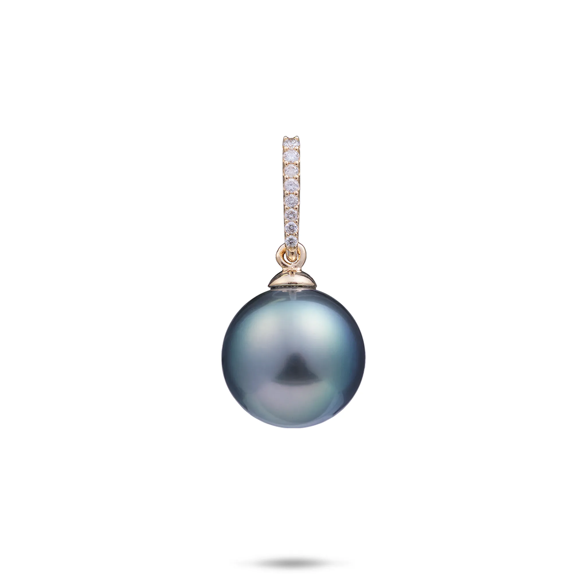 Tahitian Black Pearl Pendant in Gold with Diamonds - 12-14mm