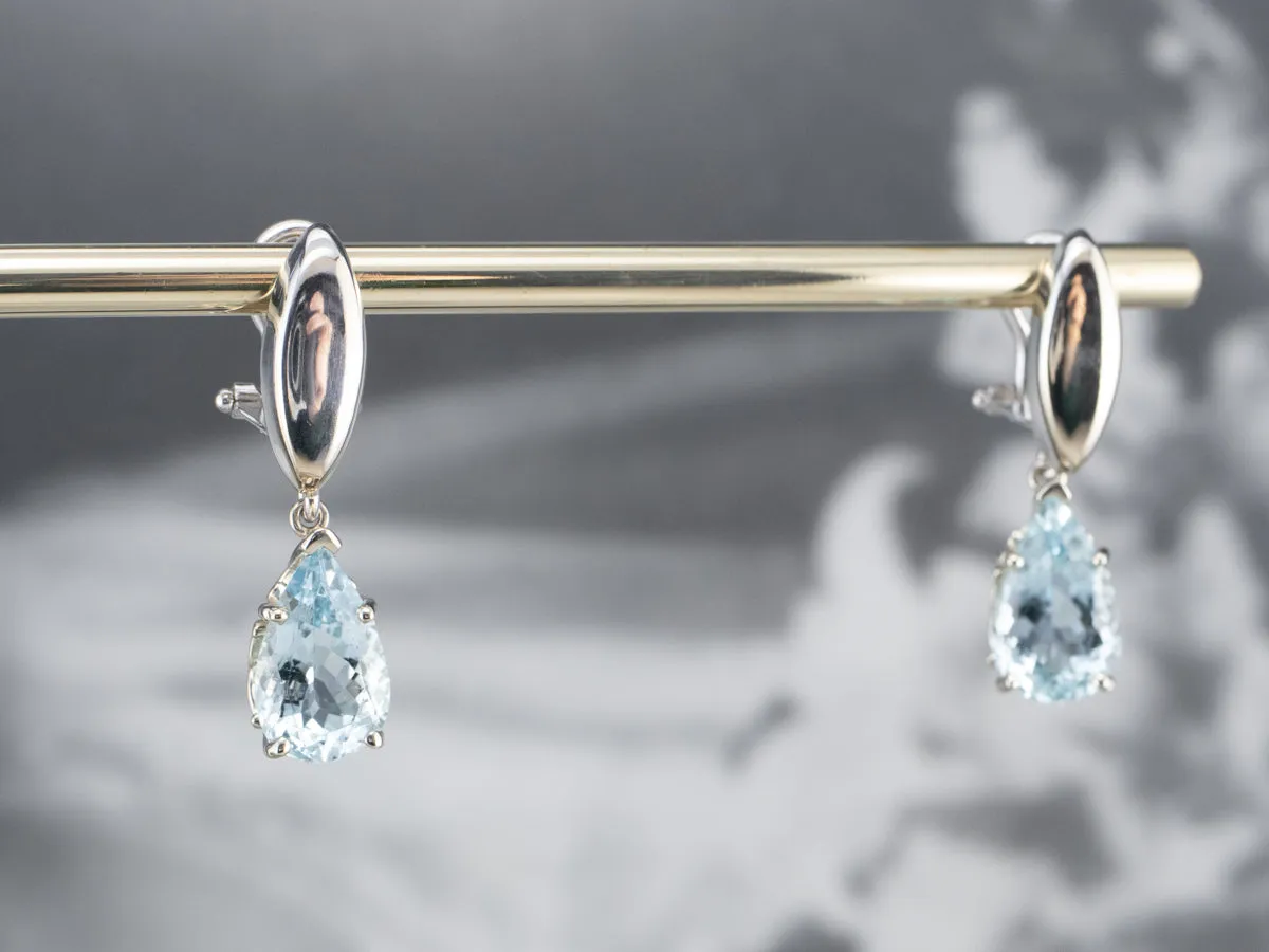 Teardrop Aquamarine Drop Earrings