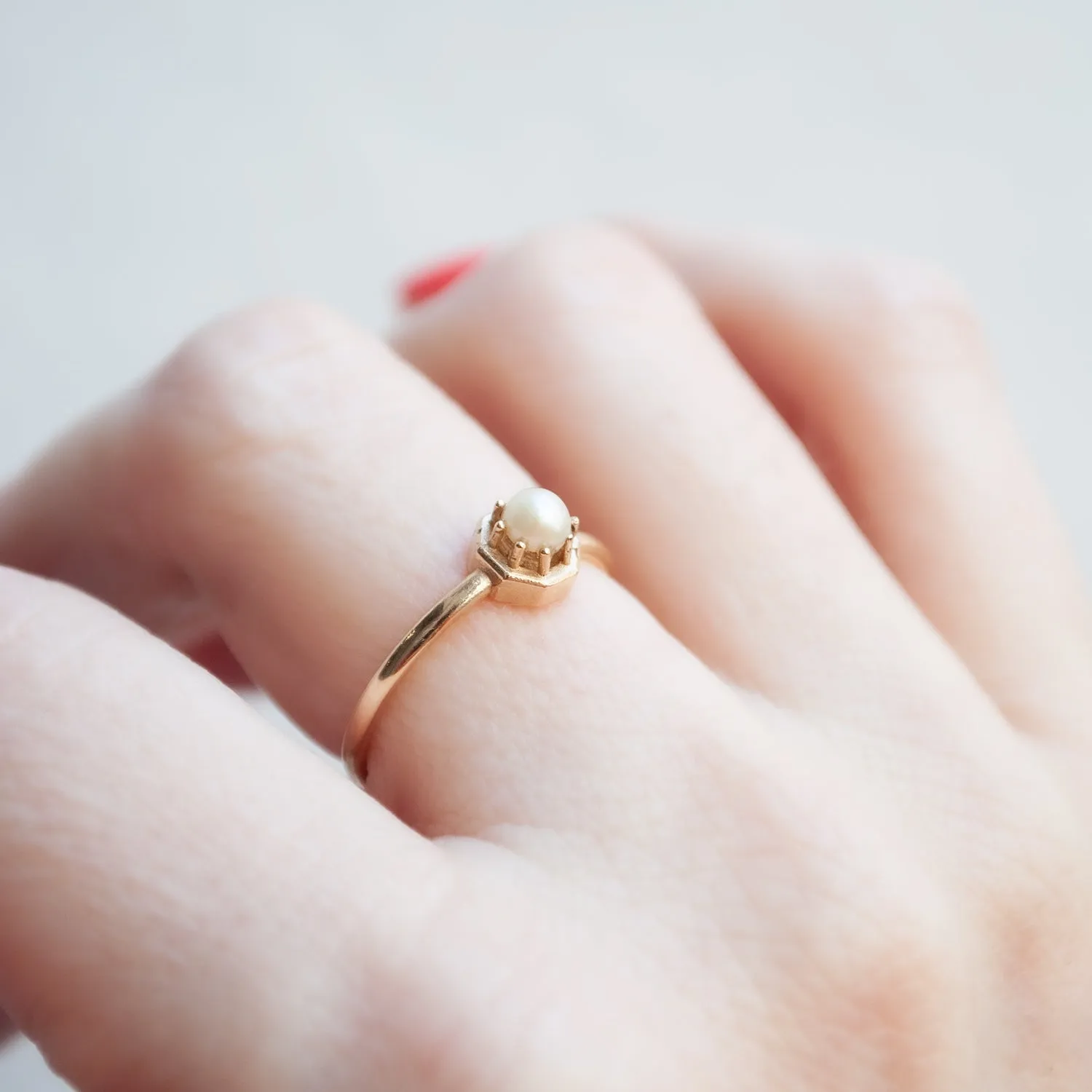 Tiny Akoya Pearl Ring
