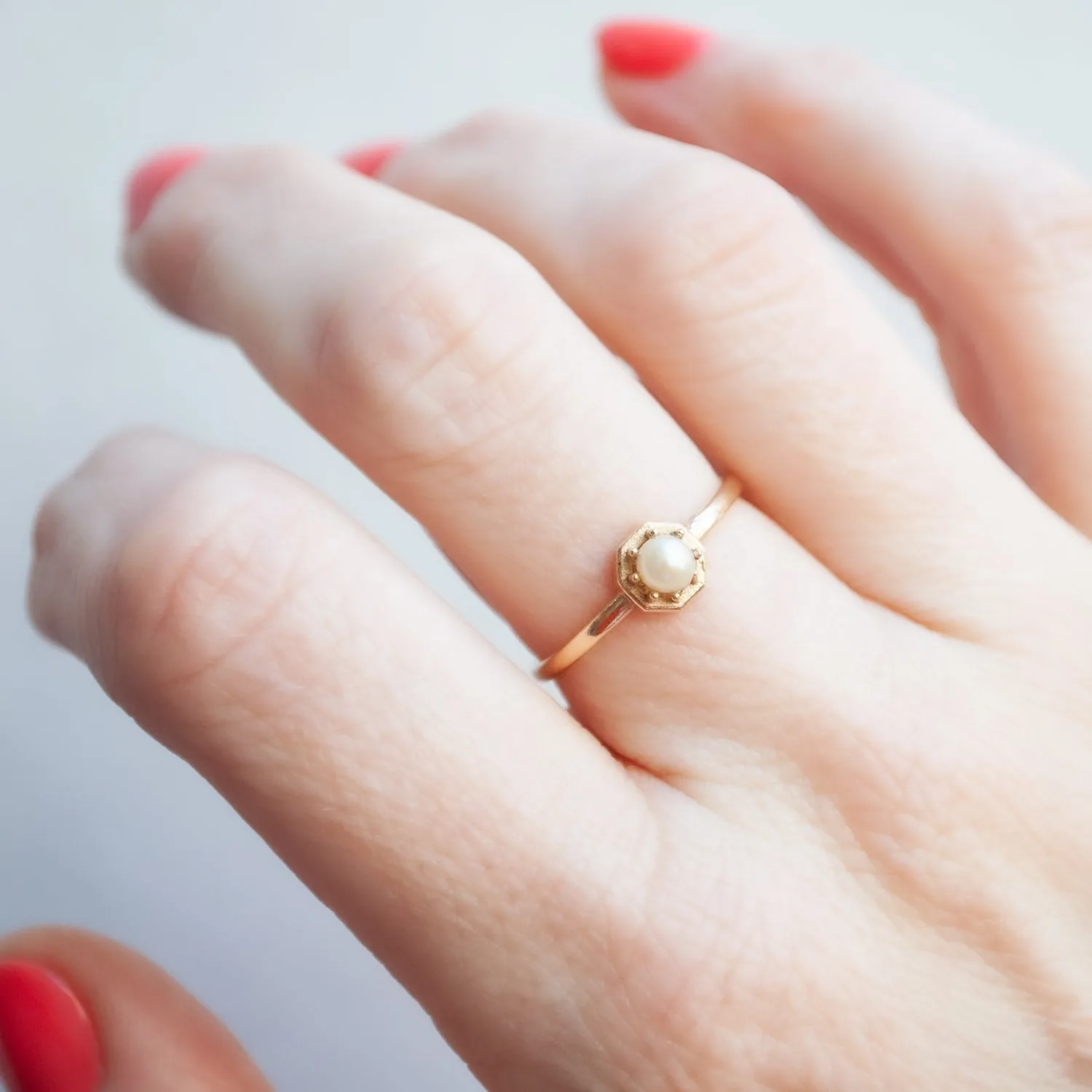Tiny Akoya Pearl Ring