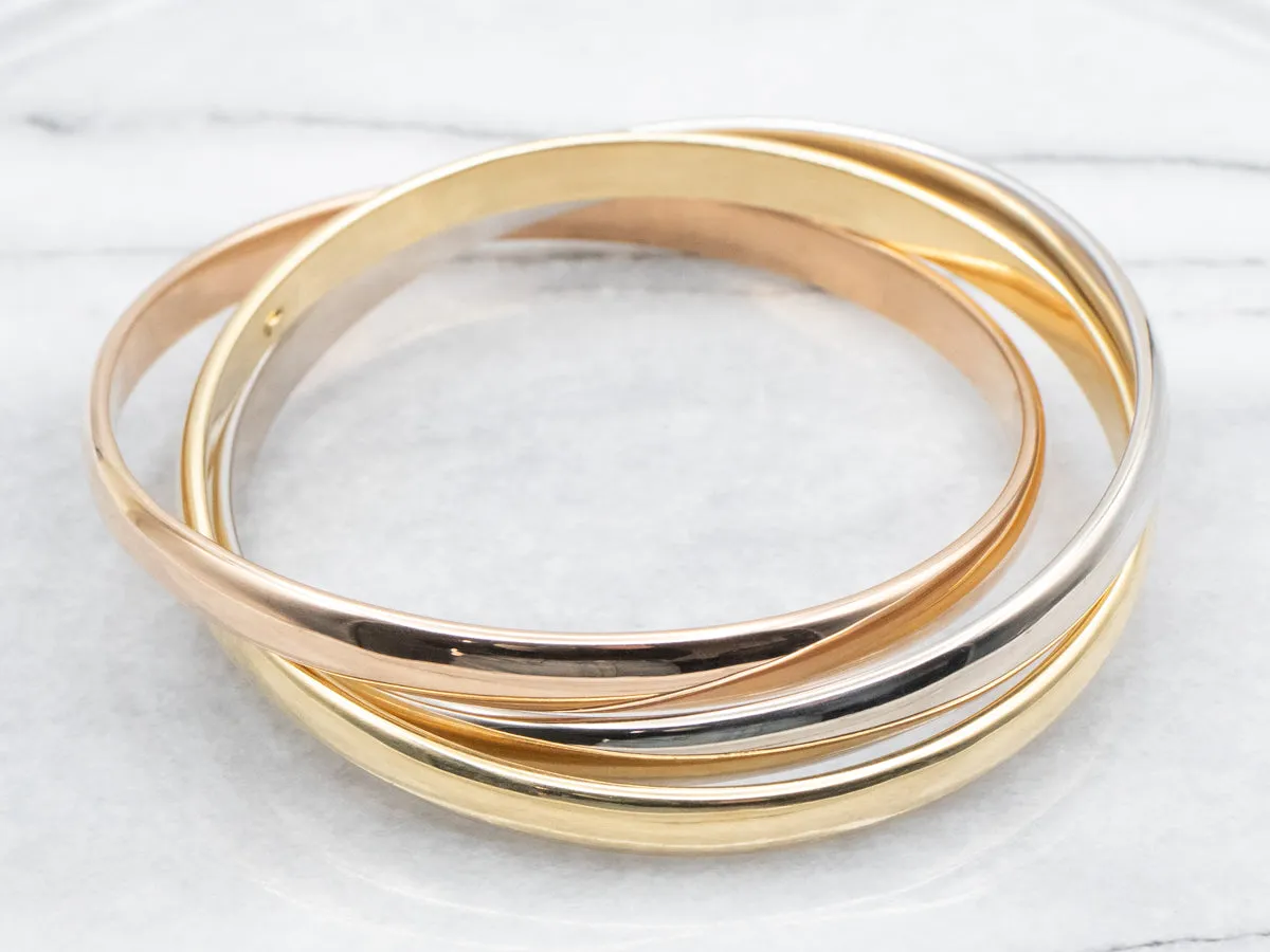 Tri Color Triple Bangle Bracelet