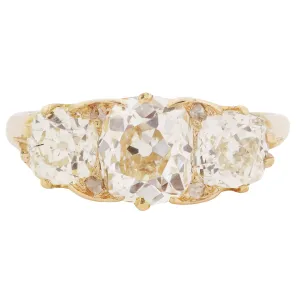 Victorian Crown Diamond Half Hoop Ring