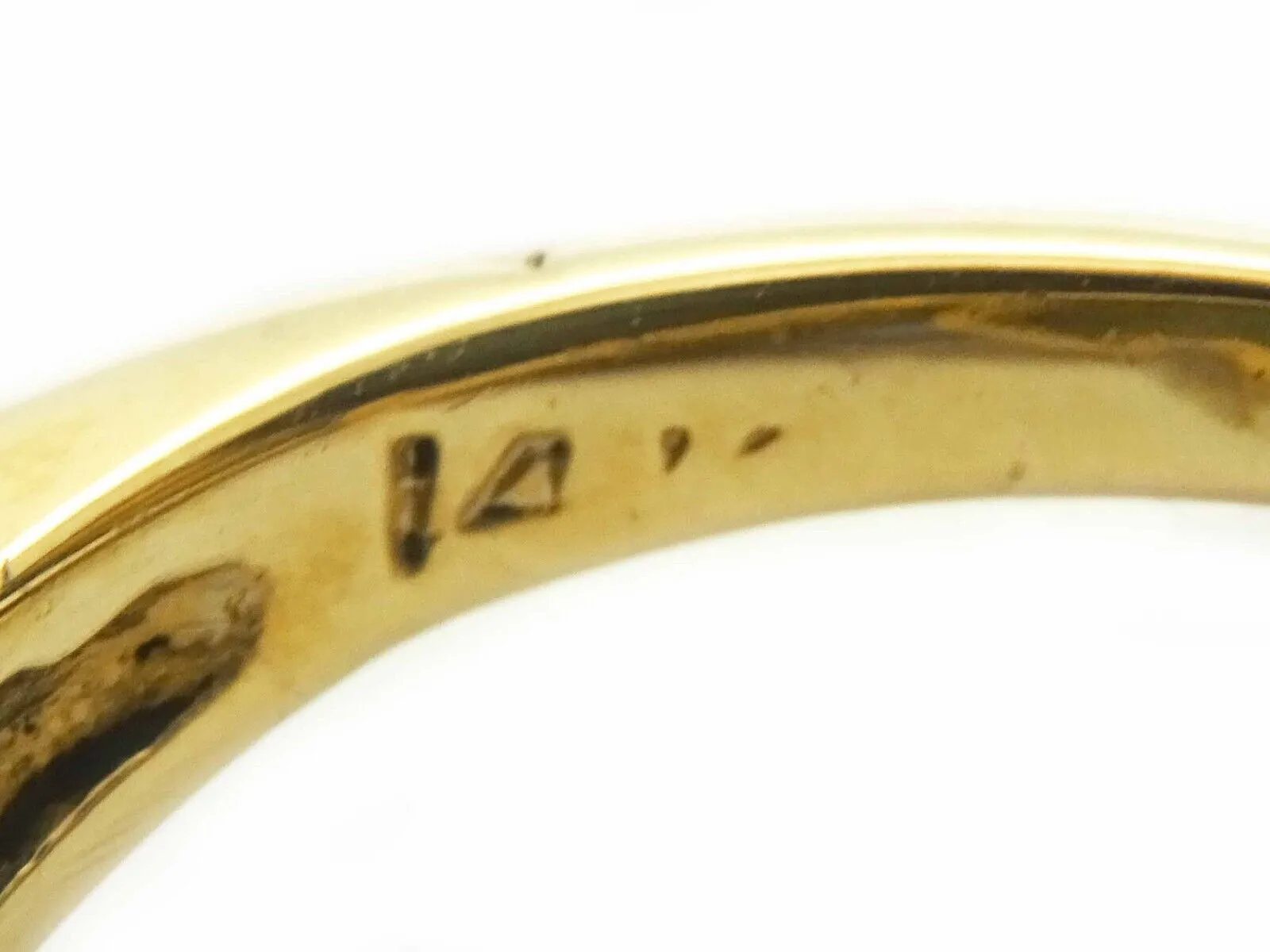 Vintage 9.65ct tw Jade & Diamond Ribbon Filigree Ring 14k Gold Size 6.5