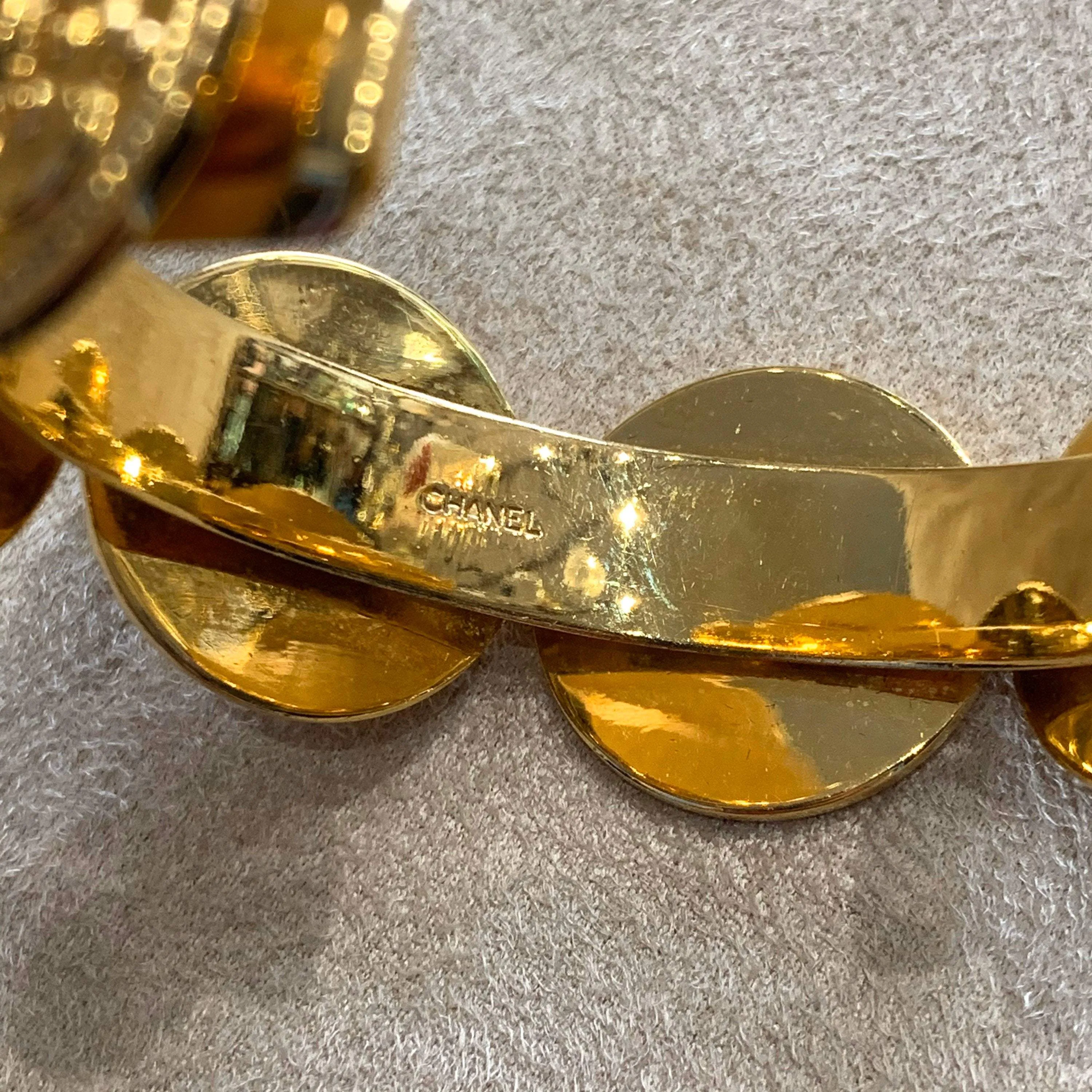 Vintage Chanel Bracelet CC Gold Plated