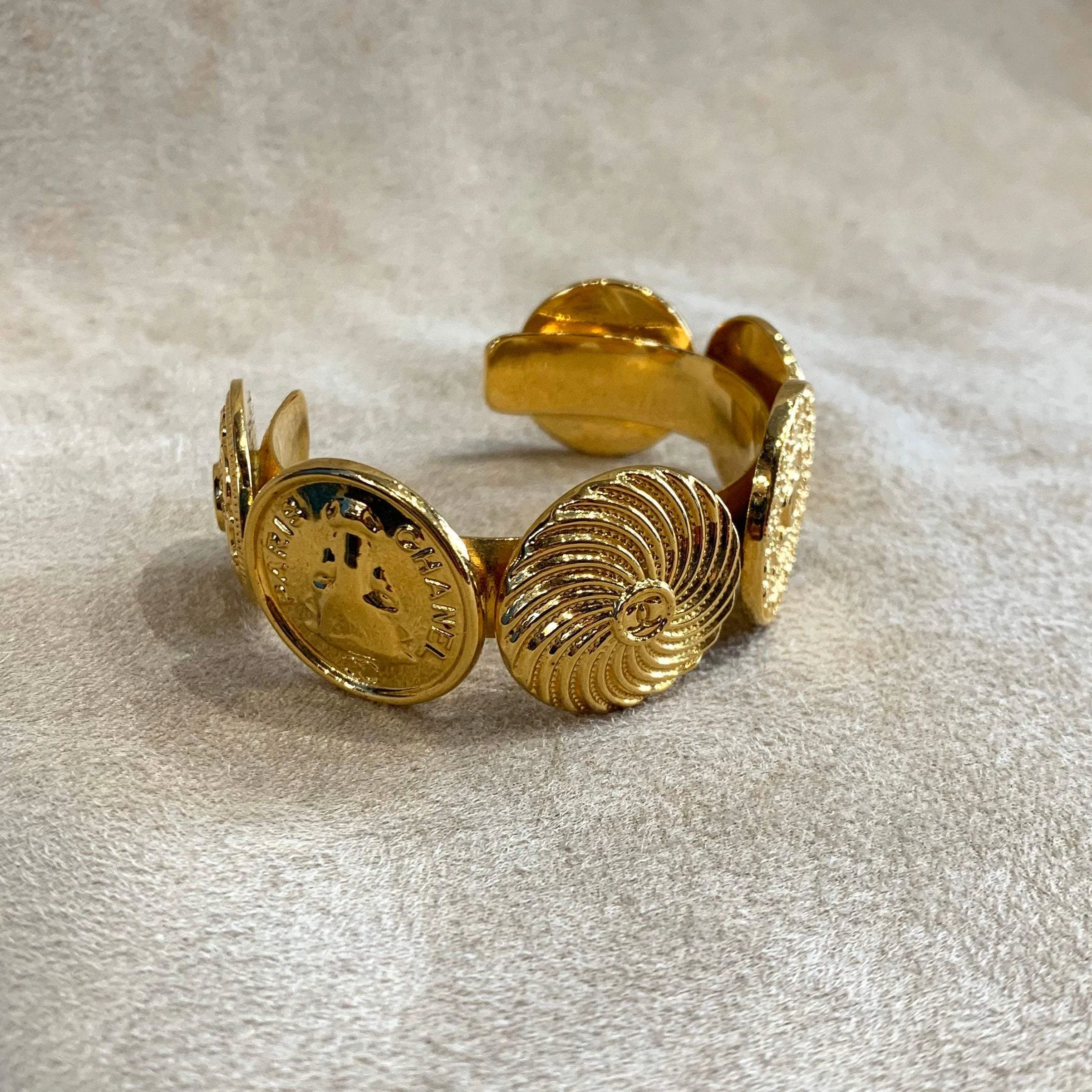 Vintage Chanel Bracelet CC Gold Plated