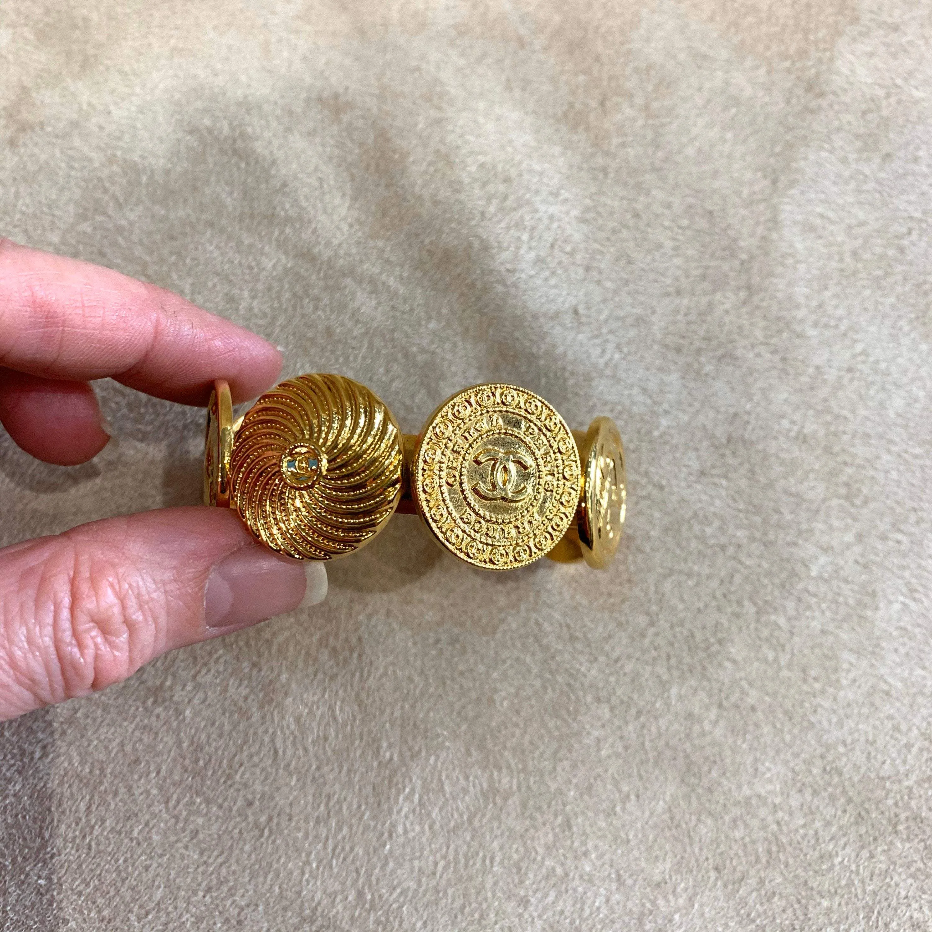 Vintage Chanel Bracelet CC Gold Plated