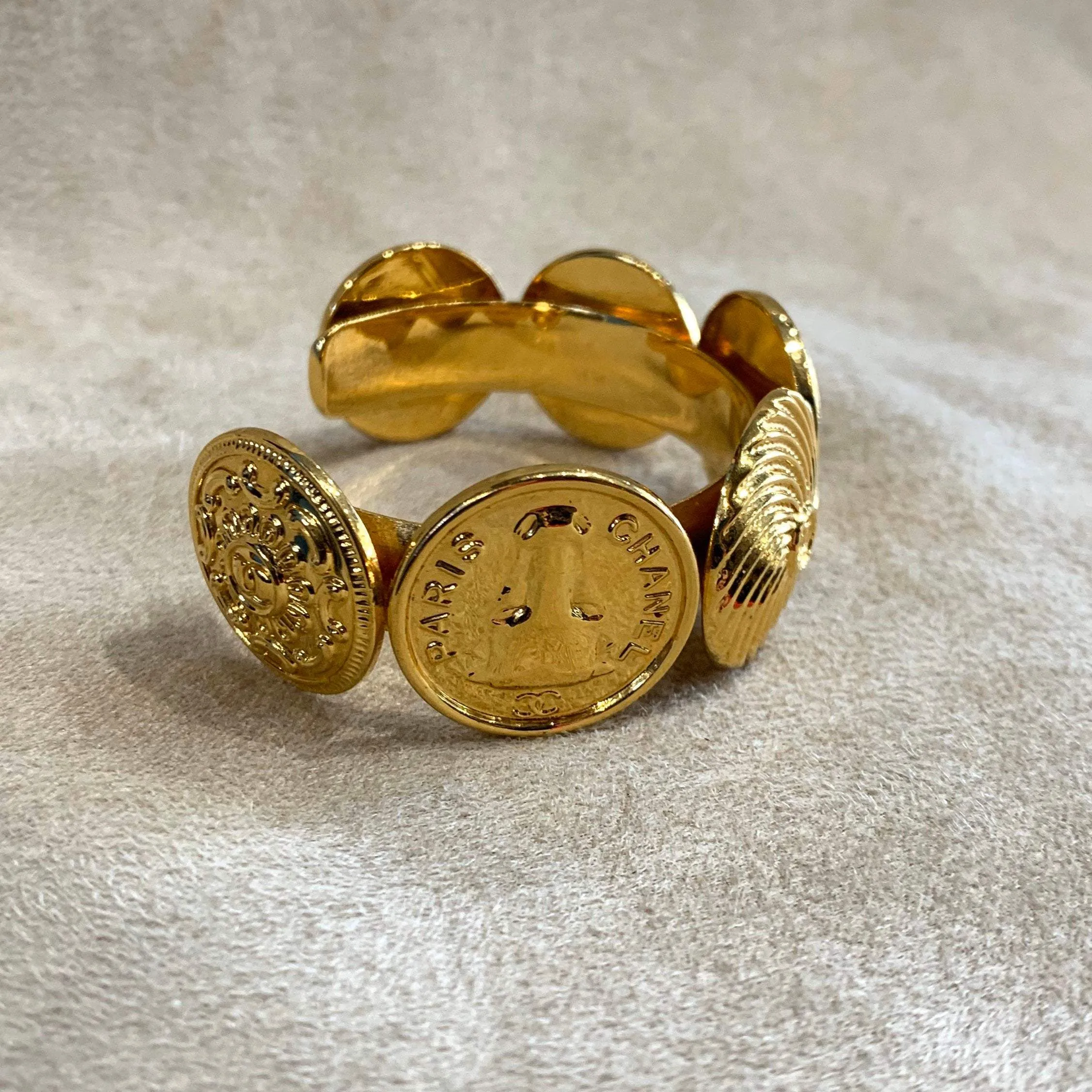 Vintage Chanel Bracelet CC Gold Plated