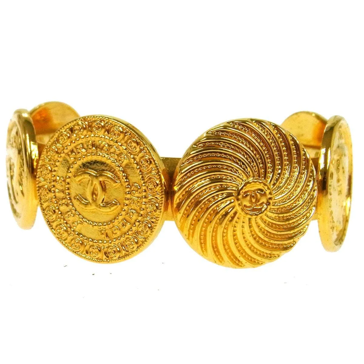 Vintage Chanel Bracelet CC Gold Plated