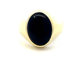 Vintage Men's Black Onyx Ring in 14k Yellow Gold