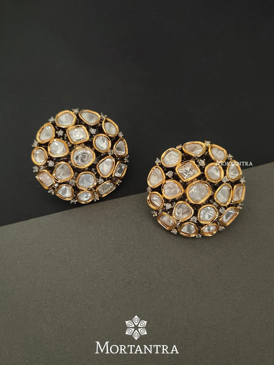 White Color Gold Plated Faux Diamond Earrings - CZEAR325