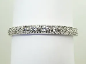 White CZ Thin Stackable Band Ring Size 11 Rhodium Plated