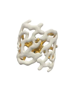 White Enamel Coral Branch Cuff