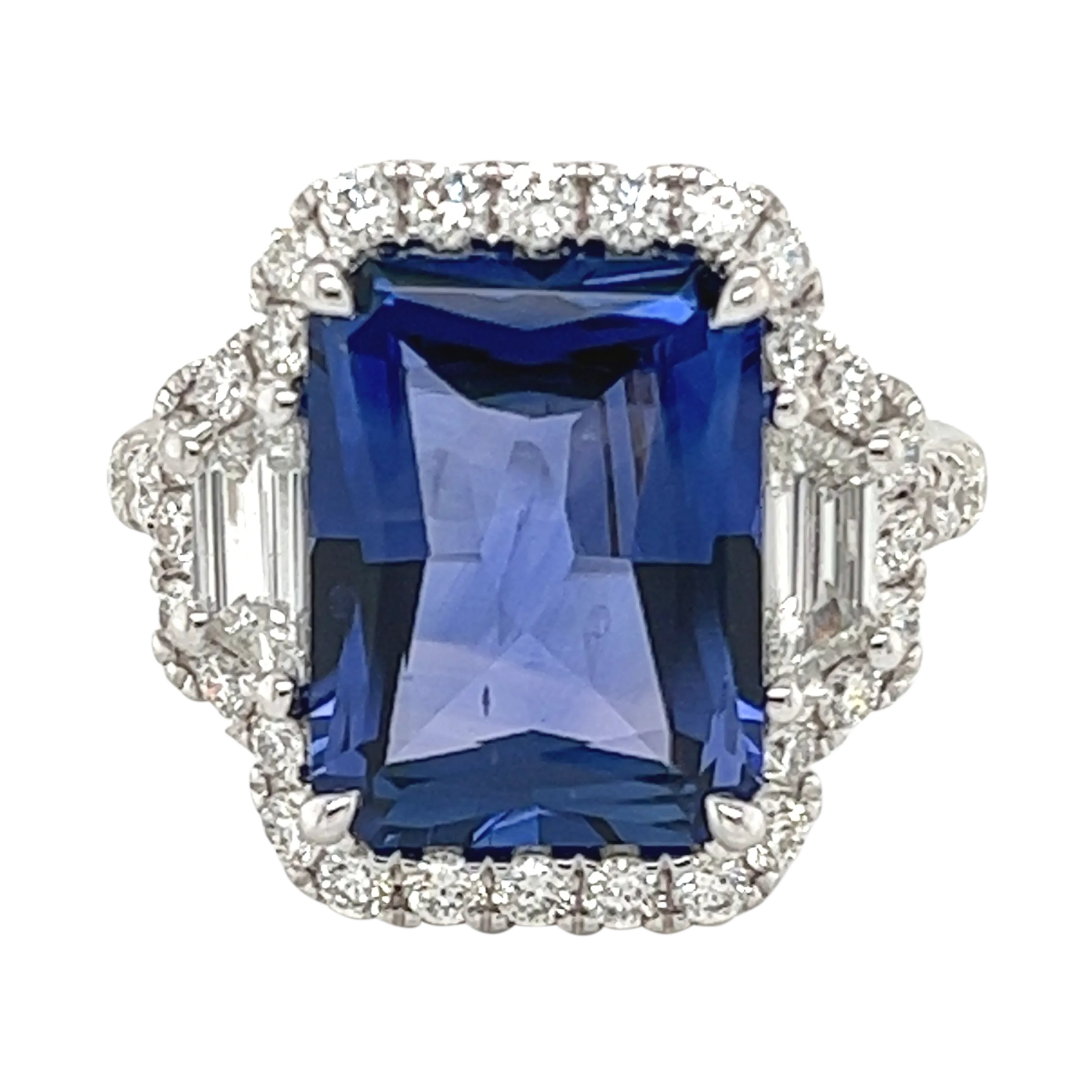 White Gold, 5.81ct Ceylon Sapphire and Diamond Ring