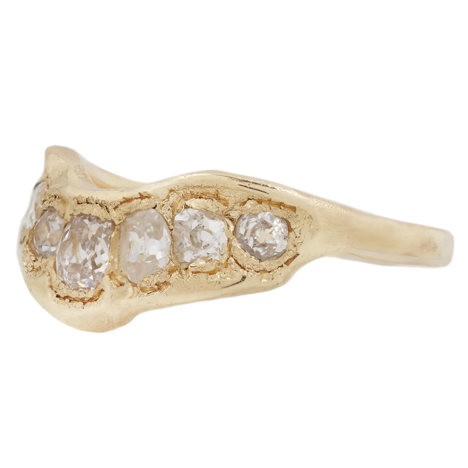 X Old Cut Diamond V Shape Scatter Ring