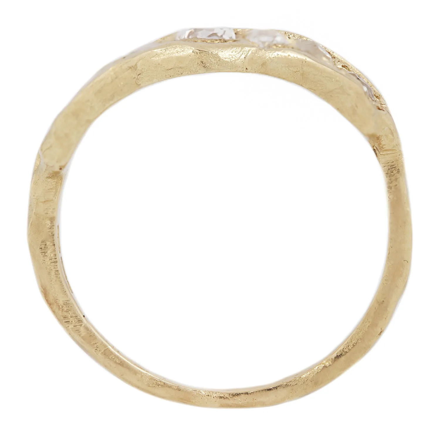 X Old Cut Diamond V Shape Scatter Ring