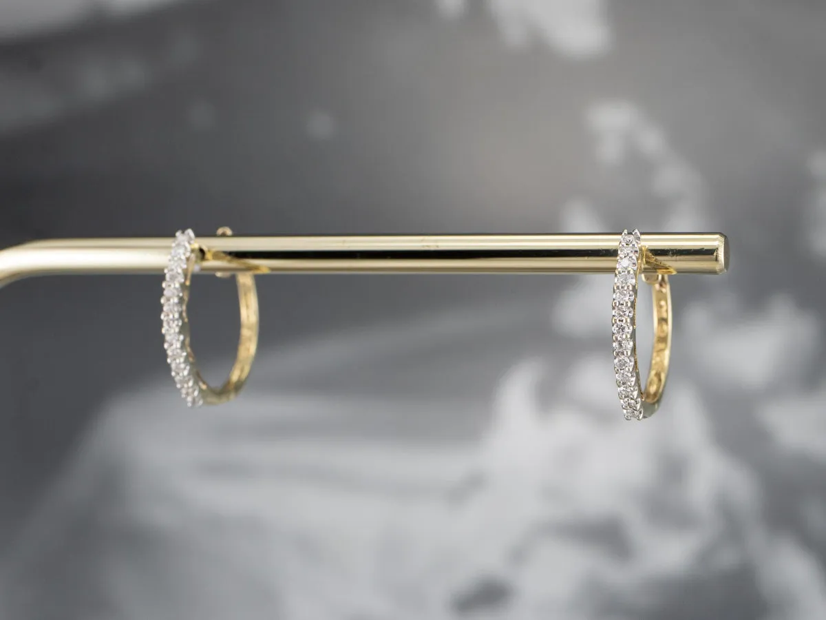 Yellow Gold Diamond Hoop Earrings