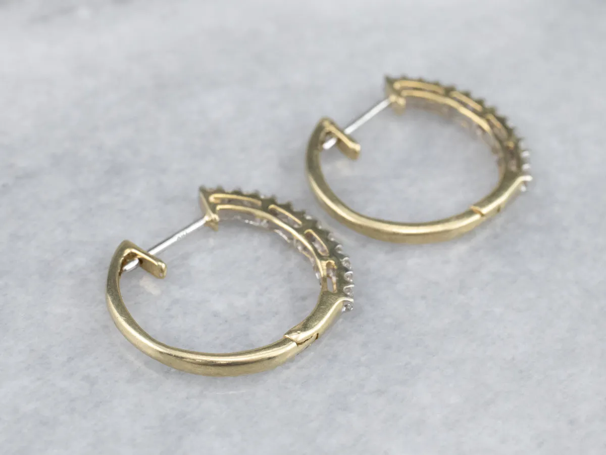 Yellow Gold Diamond Hoop Earrings